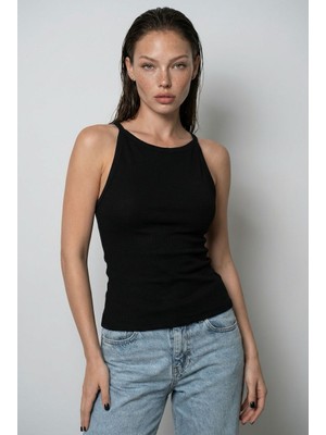 Madmext Siyah Biyeli Vücudu Saran Fitilli Modern Kesim Atlet MG2681