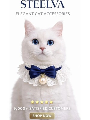 Steelva Fiyonklu ve Incili Kedi Kıyafeti (Kolyesi,bandanası)