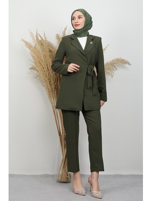 Giza Store Taşlı Broşürlü Takım Haki