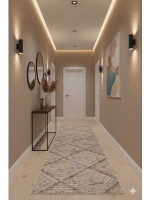 Swan Home Kaymaz Tabanlı Yolluk Kesme Halı Salon Koridor Mutfak Yatak Odası Halısı SHJ930985 Kahve