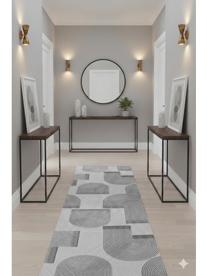 Swan Home Kaymaz Tabanlı Yolluk Kesme Halı Salon Koridor Mutfak Yatak Odası Halısı SHJ930901 Gri
