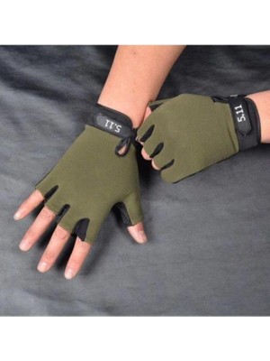 Single Swrod Taktik Eldiven Yarım Parmak Asker Polis Dağcı Avcı Sporcu Haki XL
