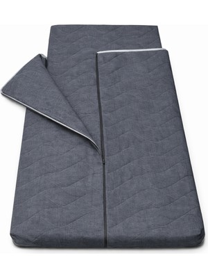 Zish Home Gri Taşınabilir Kendinden Fermuarlı Tulumlu Katlanır Kamp Yatağı Anne Yanı Yer Yatağı 5 cm