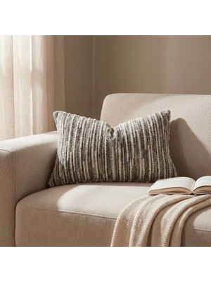 Penelope Liora Kırlent Kılıfı 30X50 cm Ekru-Gri