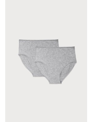 Malabadi Kadın Gri 2 Li Paket Modal Yüksek Bel Slip Külot 1955