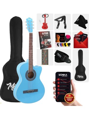 Midex XC-120LTB Kaliteli Akustik Gitar Gül Klavye Sap Ayarlı 4/4 Full set