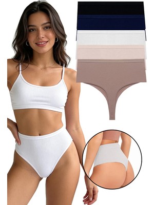 Sensu Kadın Yüksek Bel Fitilli Tanga 5'li Paket