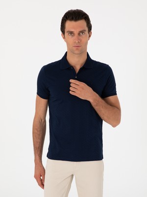 Cacharel Erkek Lacivert Slim Fit Desenli Polo Yaka T-Shirt 50300721-VR033