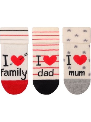 Bross Aile Havlu Tabanaltı Baskılı Kız Bebek 3lü Soket ONL-02760