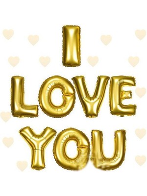 Calperia I Love You Folyo Balon Altın Renk 35 cm