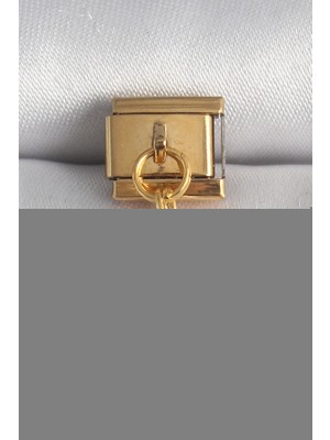 Calperia 316L Çelik Gold Renk Sallantı Damla Zirkon Taşlı Nomination Charm - TJ-BC1354