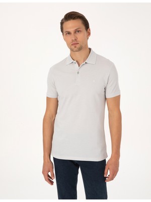Pierre Cardin Erkek Açık Gri Slim Fit Basic Tişört 50325323-VR001