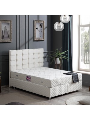 Setay Duke Ikili Set Çift Kişilik Baza Başlık Seti Krem