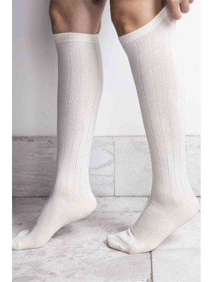 Bross Düz Kadın 3lü Dizaltı Çorap Ekru ONL-02755