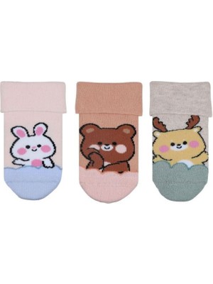 Bross Sevimli Hayvanlar Havlu Kız Bebek 3lü Soket Asorti ONL-02758