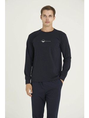 Kly V Yaka Erkek Uzun Kollu Şık Tasarım Pijama Takımı