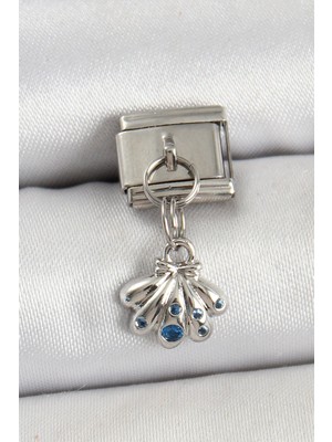 Calperia 316L Çelik Sallantılı Fiyonklu Buket Model Gümüş Renk Nomination Charm - TJ-BC1444