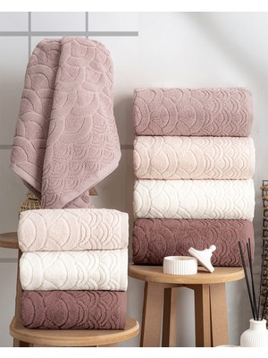 Hazangülü Collection Buldan Üretimi Çeyizlik Deluxe Jakarlı Olga 4'lü Banyo Havlusu I 70X140