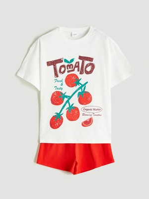 Lc Waikiki Yeni Sezon Bisiklet Yaka Kız Çocuk Şortlu Pijama Takımı