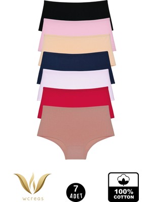 wcreas Yüksek Bel Pamuklu Kadın Külot, 7'li Paket Pamuklu Yumuşak Kumaş Kadın Külot
