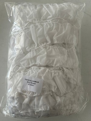 Tek Kullanımlık Kozmetik Saç Bandı , Beyaz , Lastikli , Nonwoven ,30 Gsm
