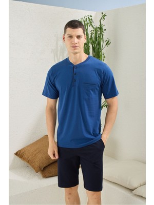 Kly Büyük Beden Erkek Battal Midi Yaka Şortlu Takım Modern Tasarım