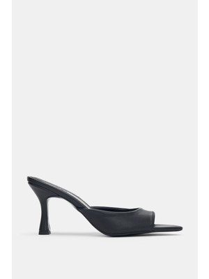 Selin Shoes Veldore Sivri Burun Kadın Topuklu Ayakkabı- Siyah