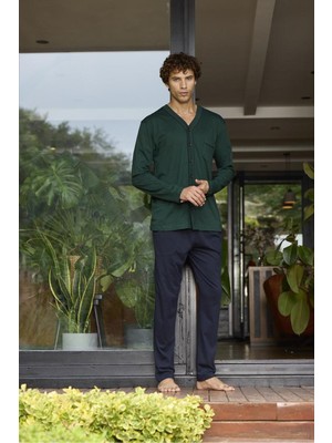 Kly 9134 Önden Düğmeli  Erkek Pijama Takım