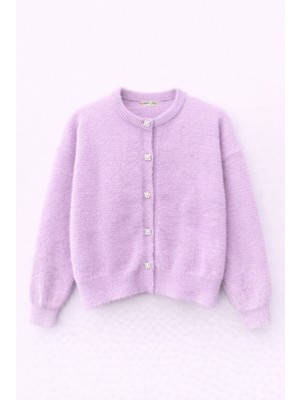 Mixray 6902 Kadın Sakallı Basic Yumuşak Dokulu Triko Hırka Lila