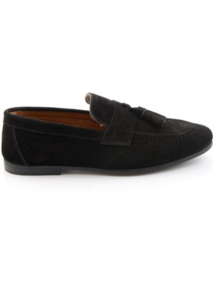 Bambi Siyah Hakiki Deri Erkek Loafer Ayakkabı E01594456502