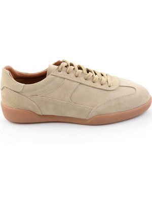 Bambi Bej Hakiki Deri Erkek Sneaker E01396002402