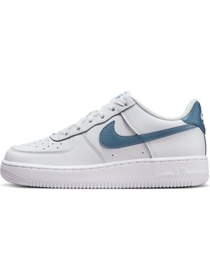 Nike Air Force 1 Af1 Gs Leather Unisex Sneaker Swoosh Hakiki Deri Günlük Spor Ayakkabı Beyaz Lacivert