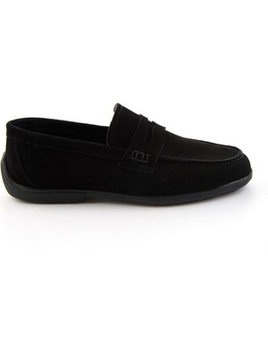 Bambi Siyah Hakiki Deri Erkek Loafer Ayakkabı E01054408202