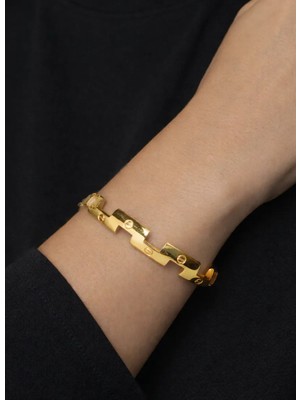 Kızılay Kuyumcusu 14 Ayar Altın Vida Desenli Zigzag Modeli Kelepçe 8.87 gr