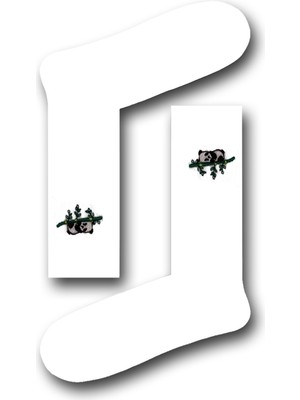 Neşeli Çoraplar Panda Nakışlı Unısex Atletik Çorap