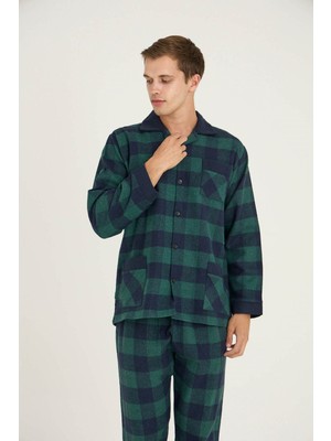 Kly Erkek Pazen Apaj Yaka Pijama Takımı Konforlu Uyku Şık Tasarım 4038