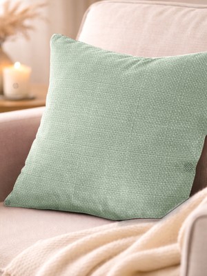 Favolli Mint Rengi Keten Dokulu Şık Dekoratif Kırlent Kılıfı Gizli Fermuarlı Modern Salon Yastığı