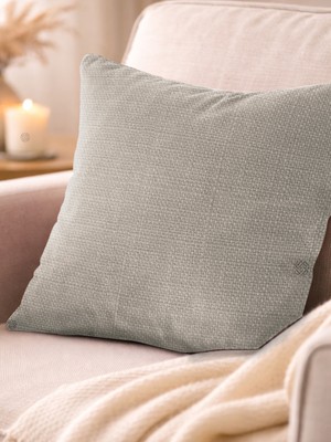 Favolli Taş Rengi Keten Dokulu Şık Dekoratif Kırlent Kılıfı Gizli Fermuarlı Modern Salon Yastığı