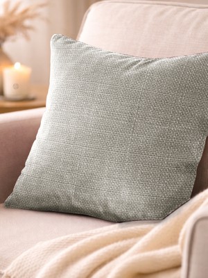 Favolli Açık Gri Keten Dokulu Şık Dekoratif Kırlent Kılıfı Gizli Fermuarlı Modern Salon Yastığı