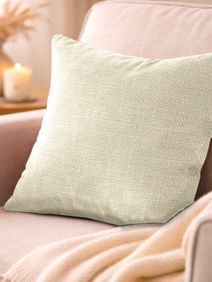 Favolli Açık Krem Keten Dokulu Şık Dekoratif Kırlent Kılıfı Gizli Fermuarlı Modern Salon Yastığı