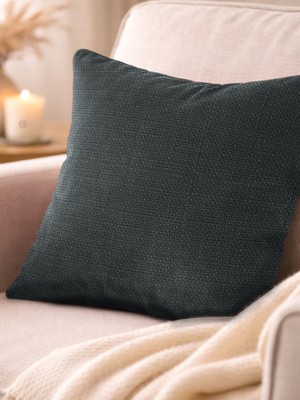 Favolli Koyu Gri Keten Dokulu Şık Dekoratif Kırlent Kılıfı Gizli Fermuarlı Modern Salon Yastığı