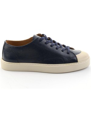 Bambi Lacivert Hakiki Deri Erkek Sneaker E01549003440
