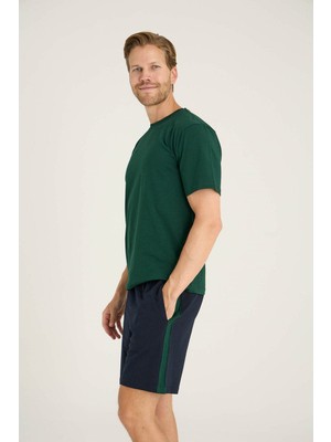 Kly Erkek O.yaka Şeritli Şortlu Takım Şık Tasarım 2003