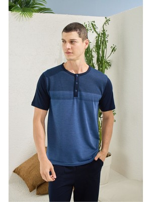 Kly Erkek V.yaka Boydan Düğmeli Pijama Takımı