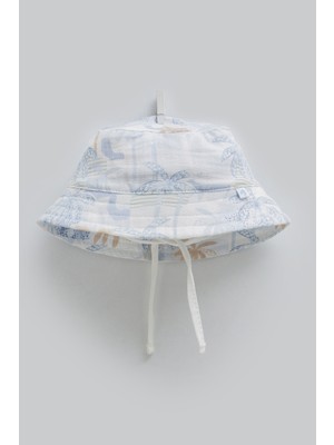 Caramell %100 Pamuk Yazlık Bebek Şapkası Bucket Şapka - Çene Altı Bağcıklı