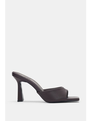 Selin Shoes Elmar Küt Burun Kadın Topuklu Ayakkabı- Kahverengi