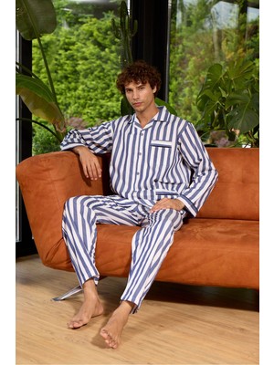 Kly Gaffur Boy Çizgili Poplin Kumaş Pijama Takımı
