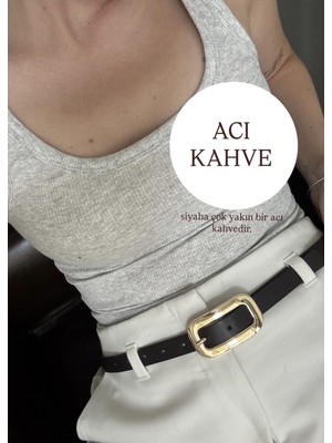 Siyah Lik Gold Tokalı Kemer 2 cm En, 100 cm Uzunluk