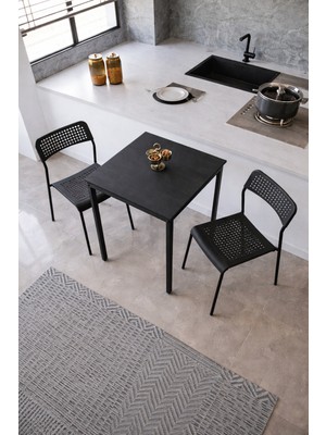 Flinder 2li Mutfak Seti Mutfak Masa ve Sandalye Seti Balkon Masası Cafe Seti