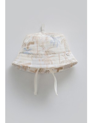 Caramell %100 Pamuk Yazlık Bebek Şapkası Bucket Şapka - Çene Altı Bağcıklı